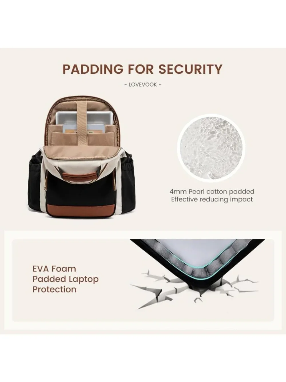 Stylish Waterproof Laptop Backpack for Women, Large Capacity, Travel Purse, 15.6